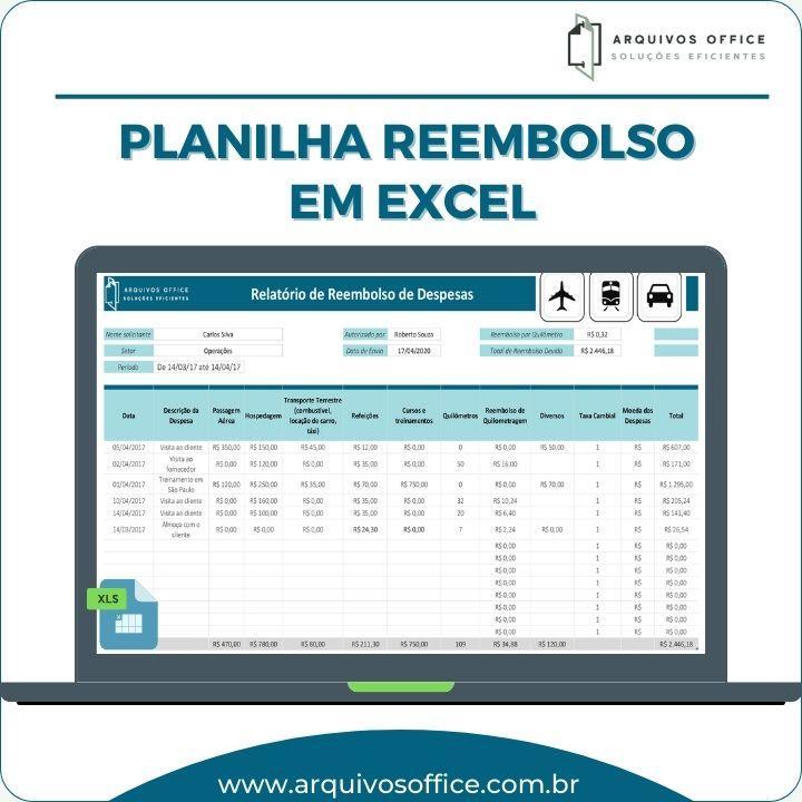 Planilha de Reembolso em Excel, Modelo de Relatório de Reembolso, Ferramenta de Reembolso