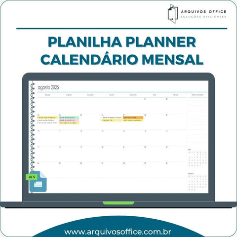 Planilha Planner Calendário Mensal