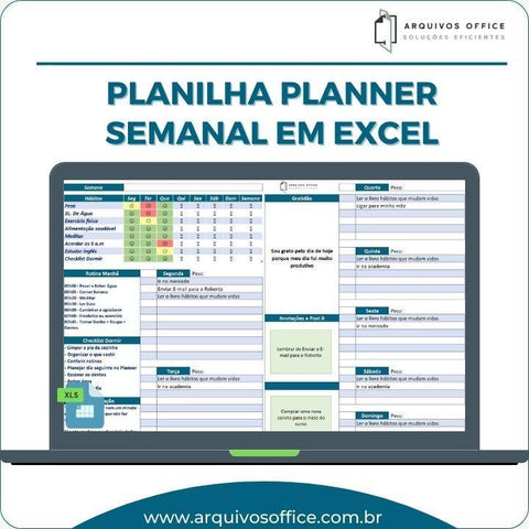 Planilha Planner Semanal Digital com Rotina em Excel