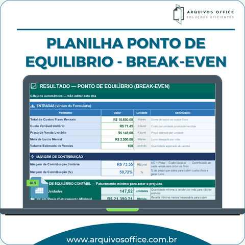calculadora completa para ponto de equilibrio