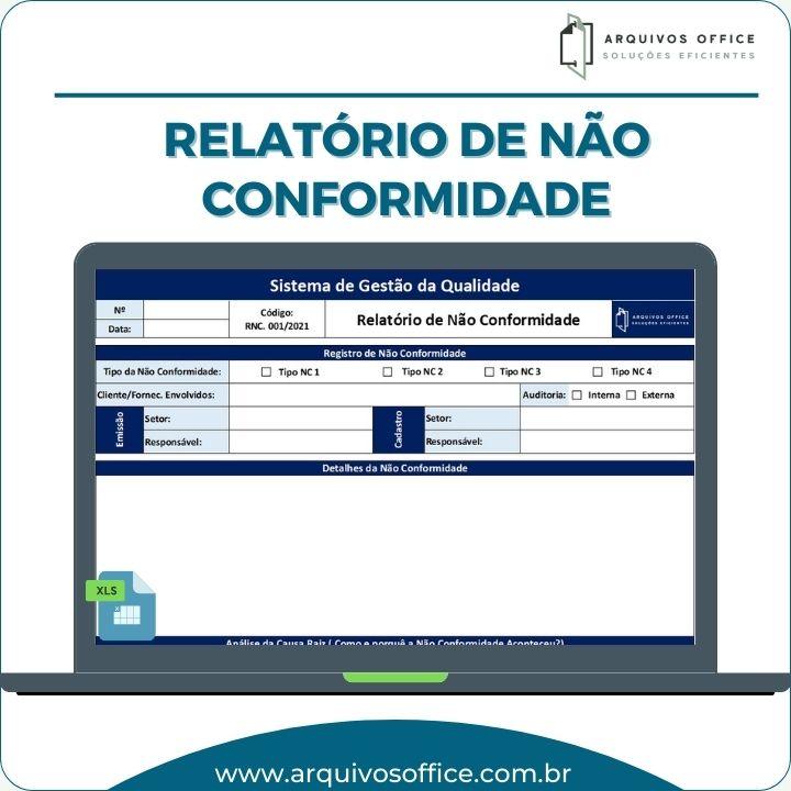 Planilha Relatório de Não Conformidade (RNC) em Excel" – Ferramenta essencial para documentar não conformidades e melhorar processos.