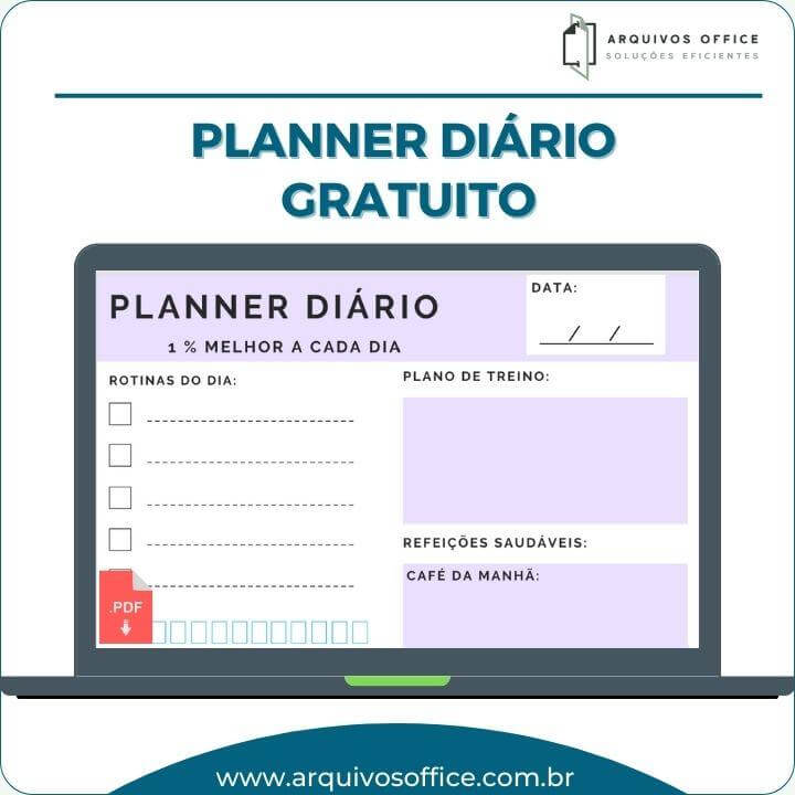 Planner diário gratuito ARQUIVOS OFFICE